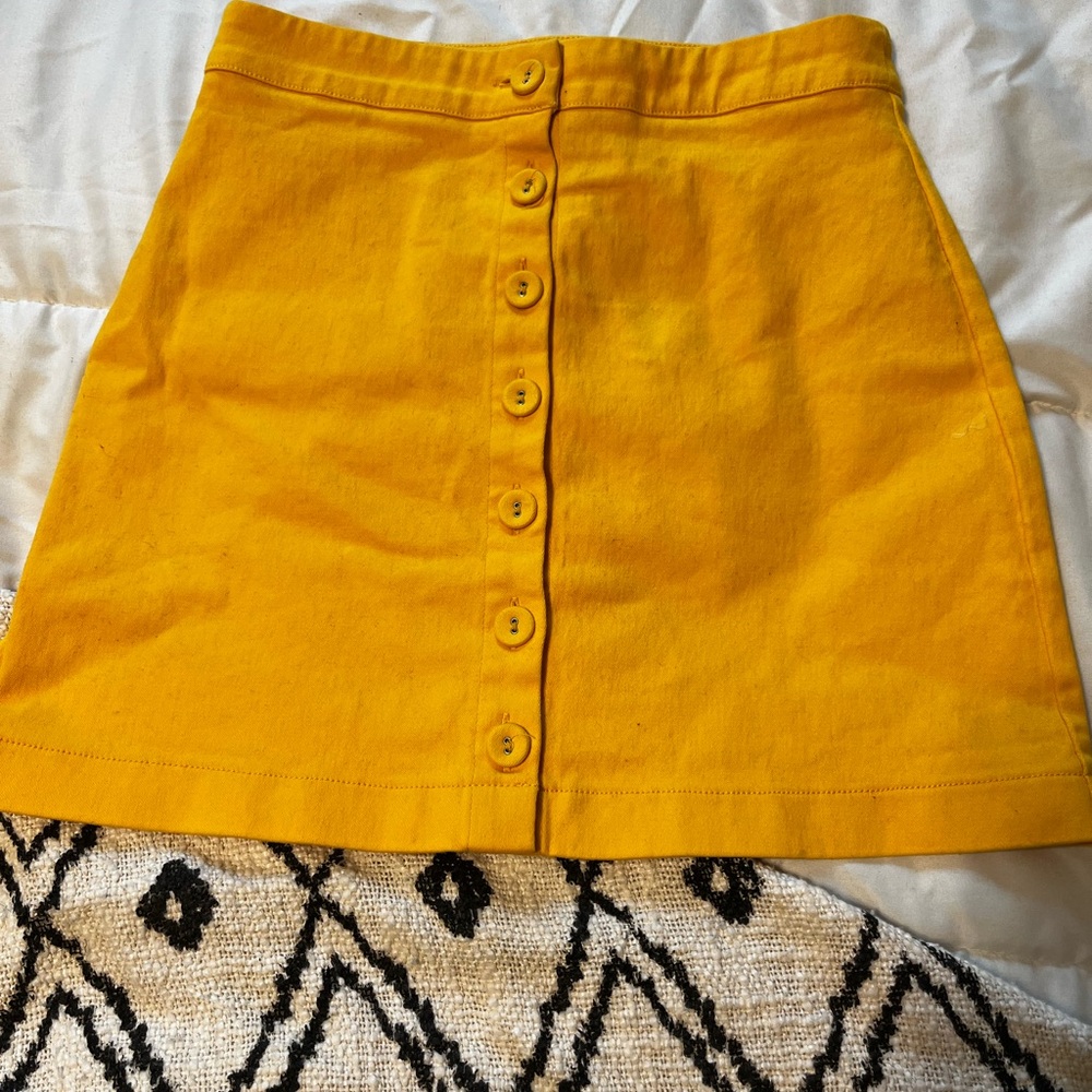 Yellow Button-Front Skirt